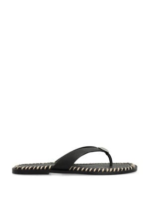 leren teenslippers zwart