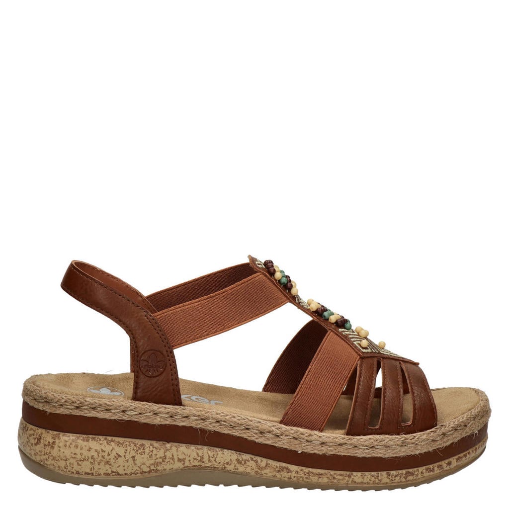 Cognackleurige dames Rieker sandalen