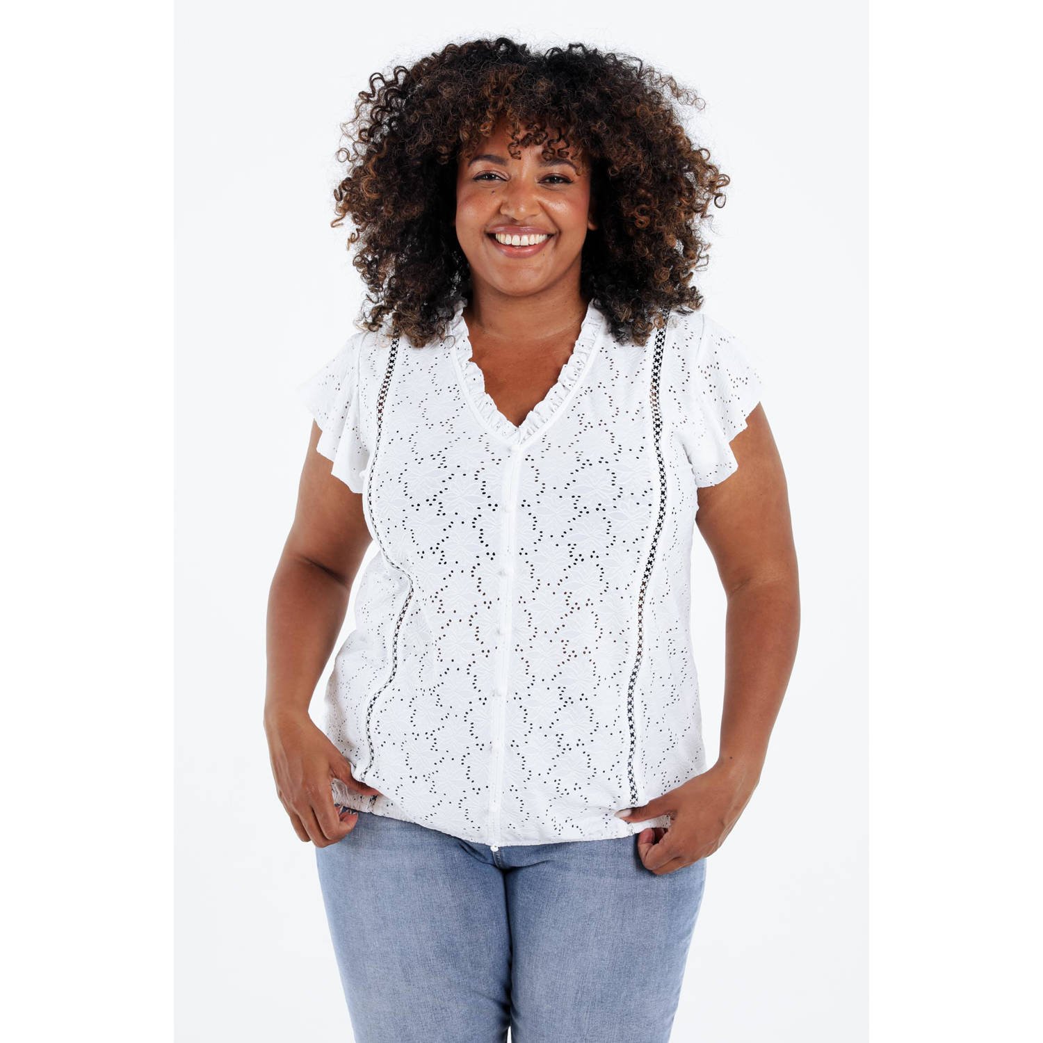 Paprika blousetop ecru broderie