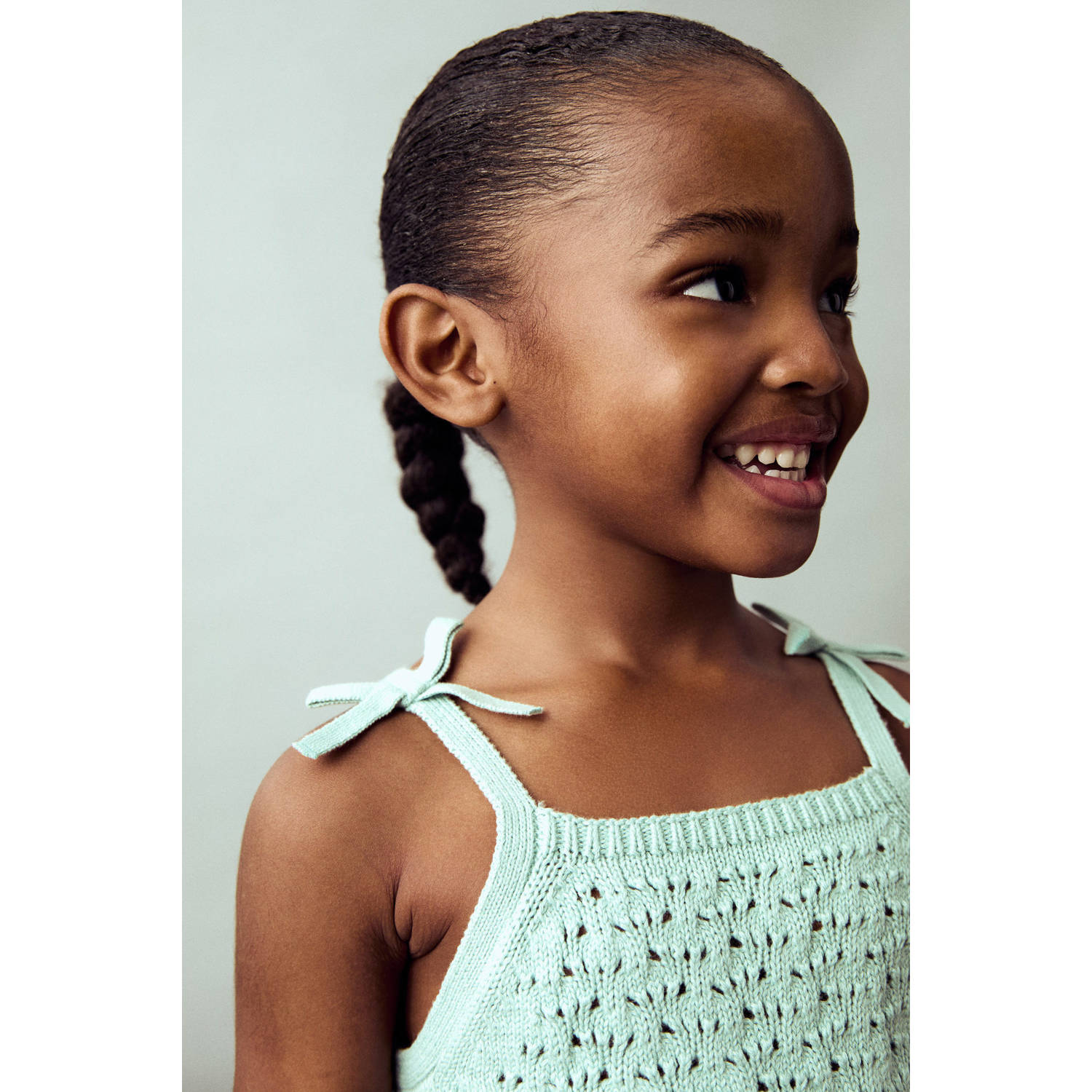 Mango Kids mouwloze top mintgroen broderie