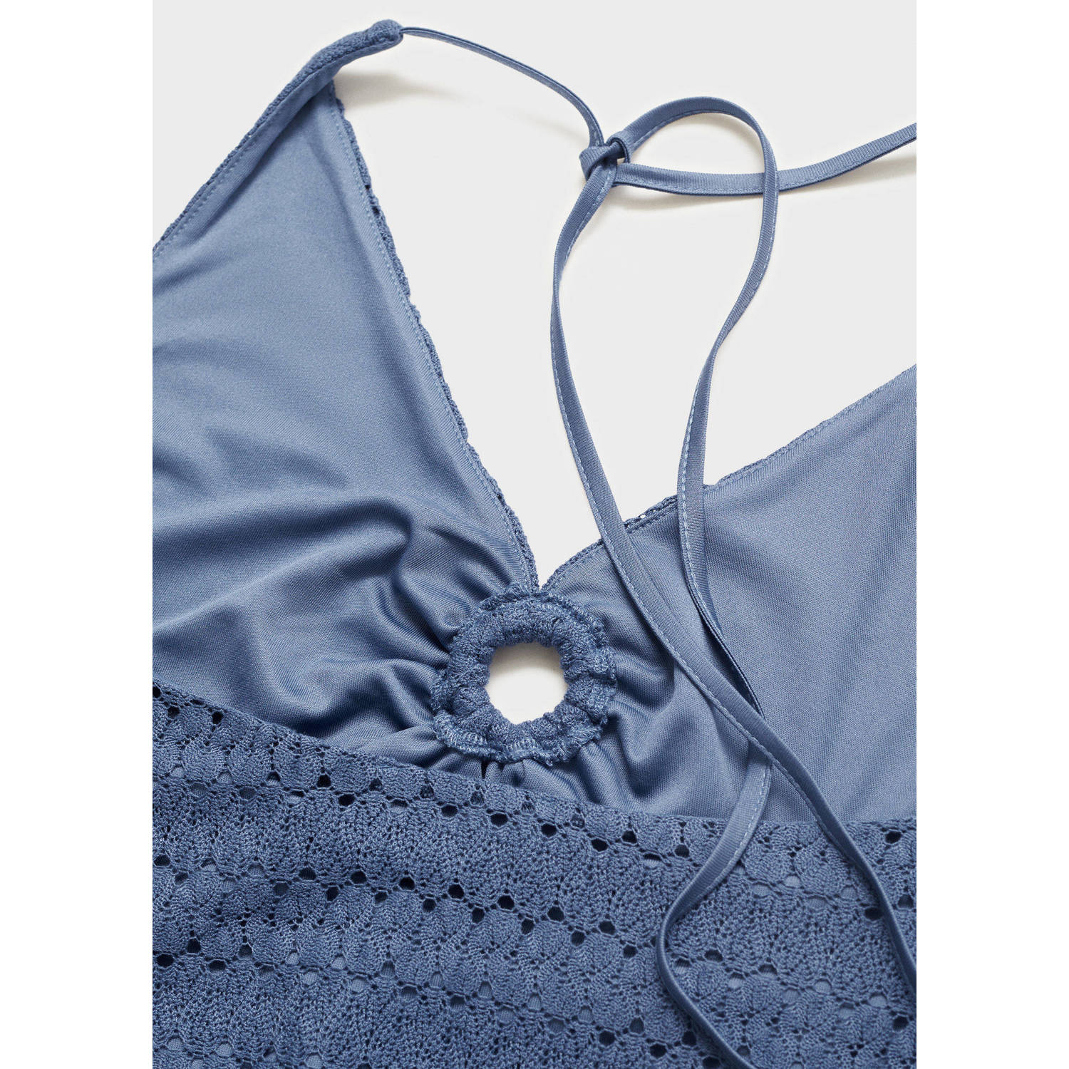 MANGO TEEN maxi jurk ajour donkerblauw