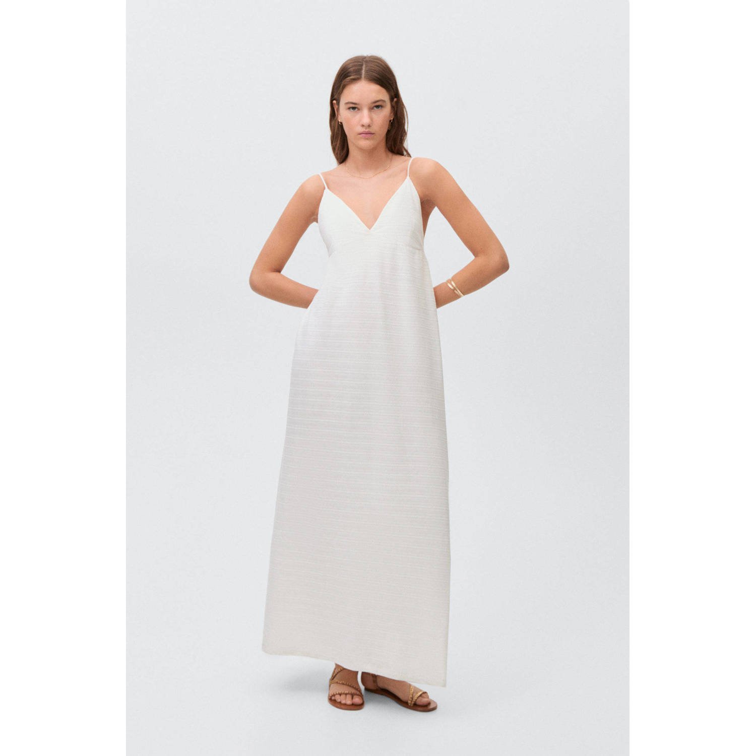 MANGO TEEN maxi jurk ivoor