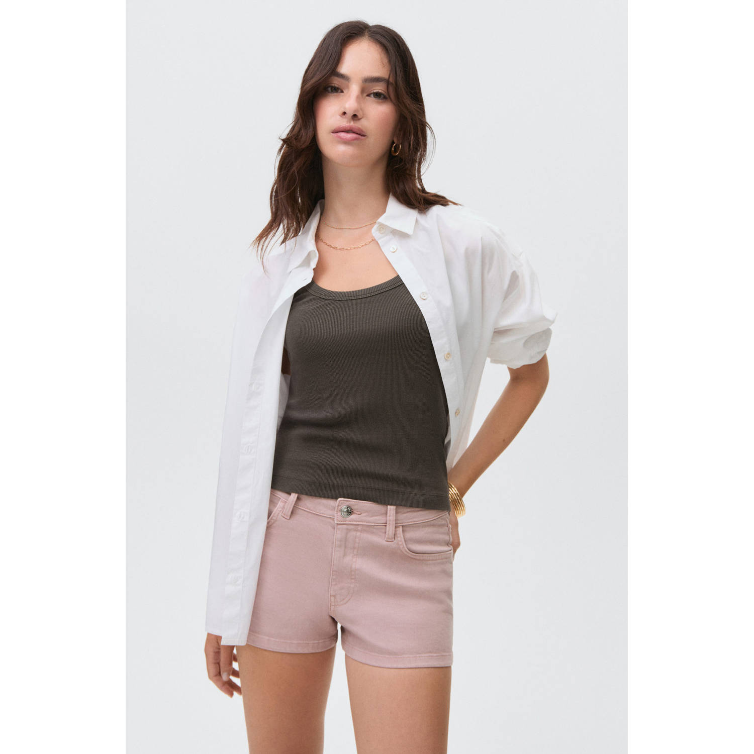 MANGO TEEN denim short lichtroze