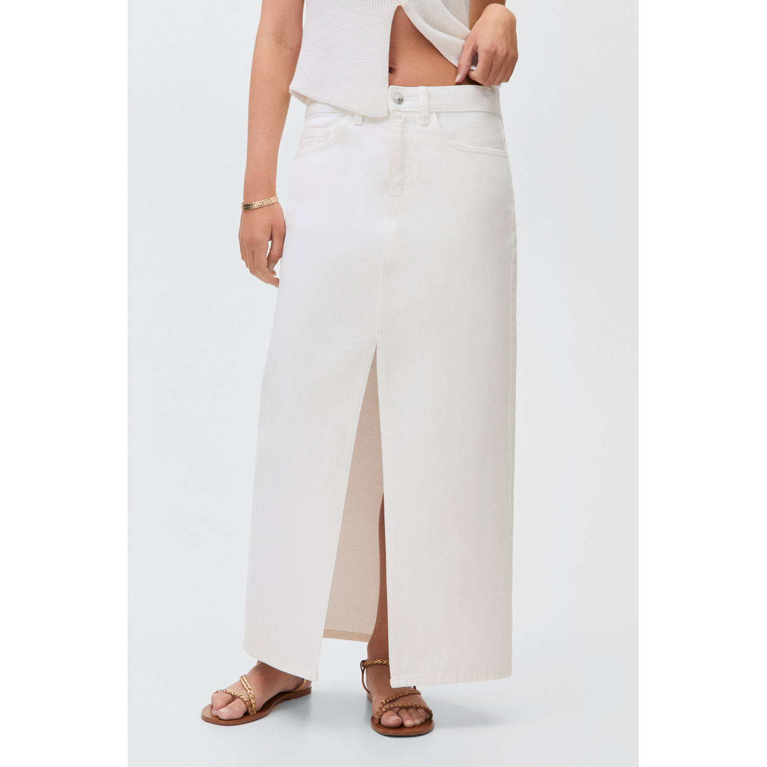MANGO TEEN denim spijkerrok wit