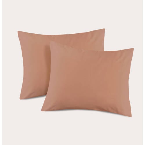 NOUS Living basis kussensloop bruin / roze - (set van 2) afbeelding