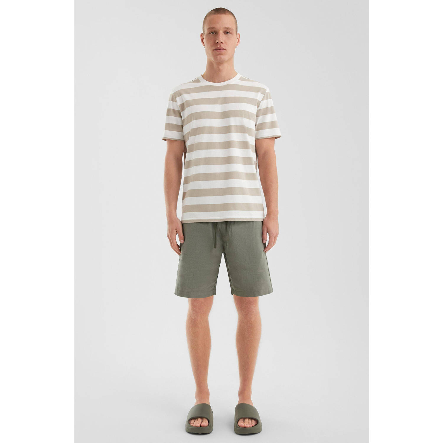 Q S by s.Oliver linnen regular casual short grijsgroen