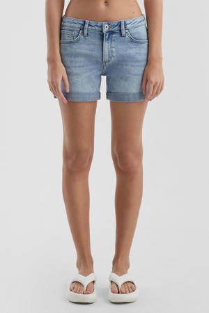 denim slim regular waist short light blue denim