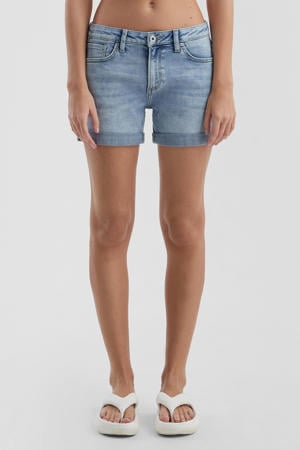 denim slim regular waist short light blue denim