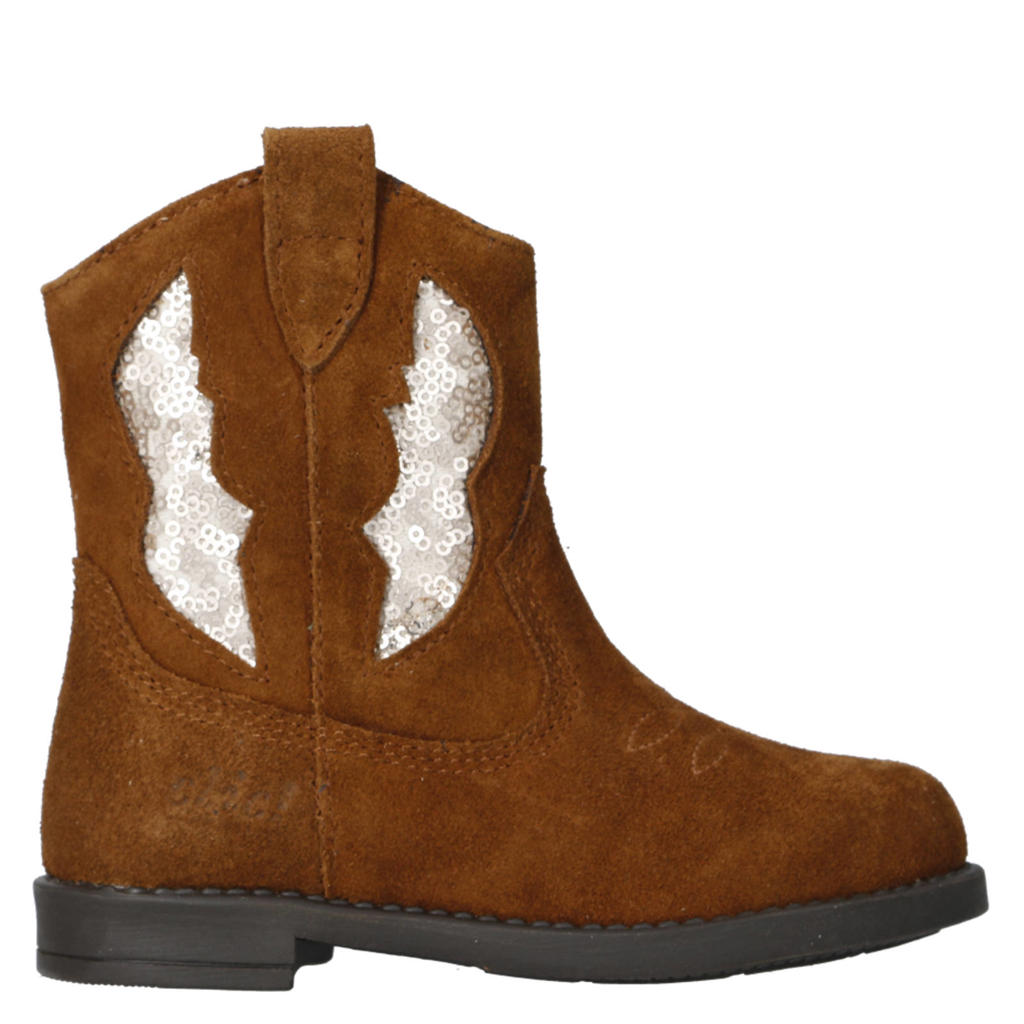 Cognackleurige meisjes Clic! suède cowboylaarzen met ritssluiting