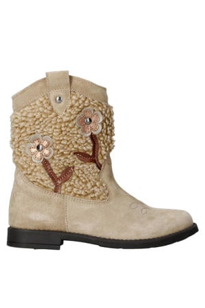 suède cowboylaarzen beige