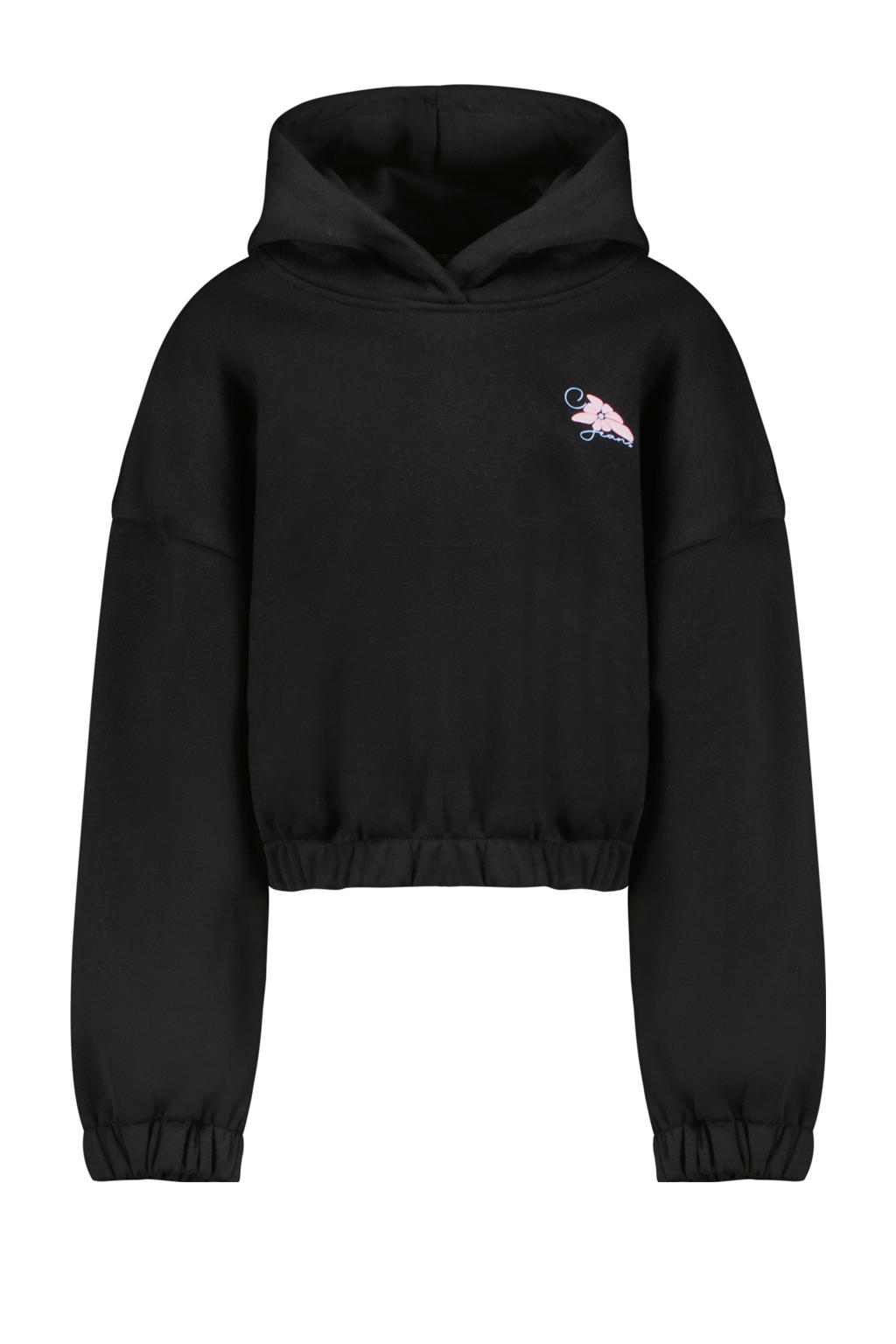 Zwarte meisjes Cars sweater van katoen met backprint, lange mouwen, capuchon en geribde boorden