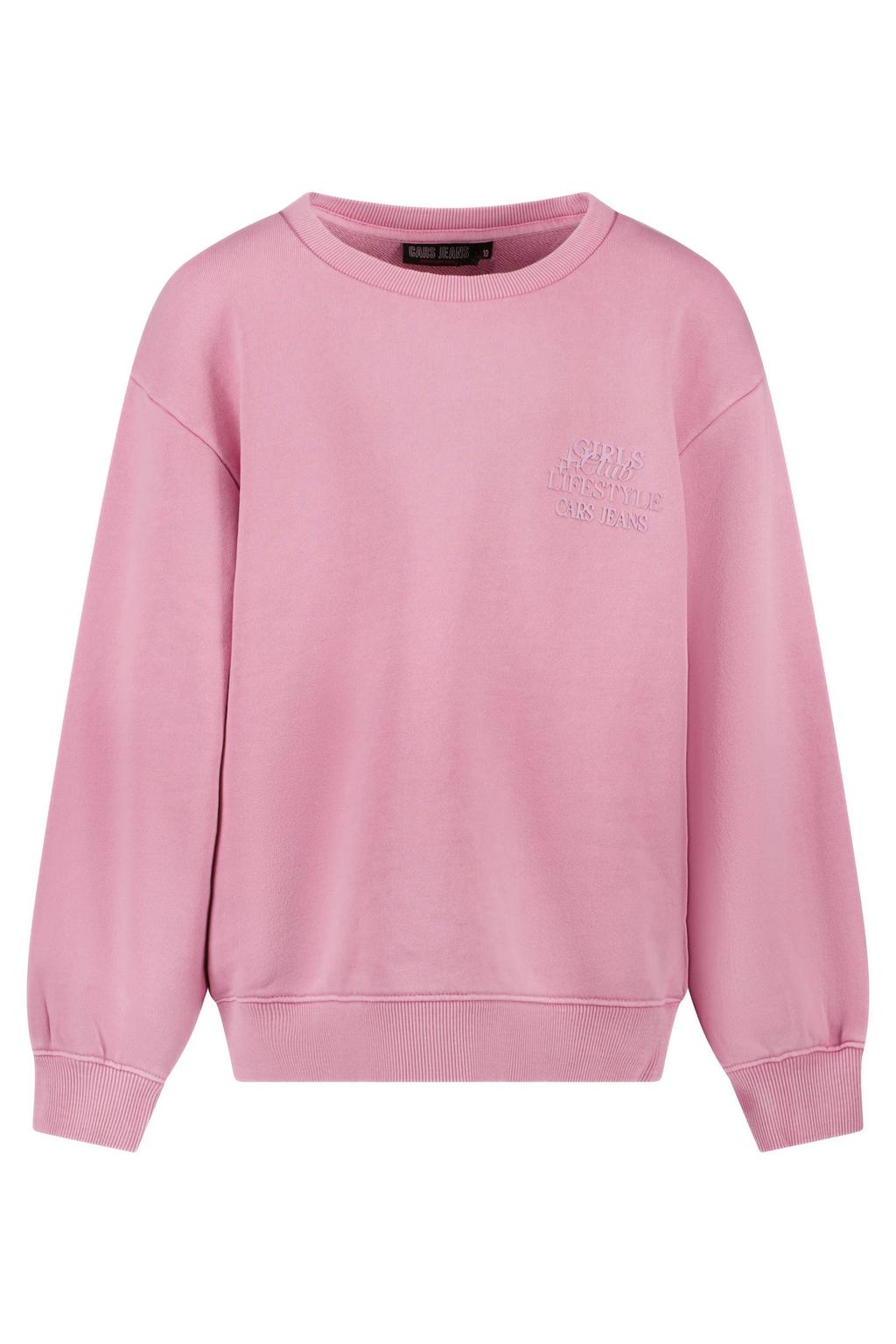 Roze meisjes Cars sweater met backprint, lange mouwen, ronde hals en geribde boorden
