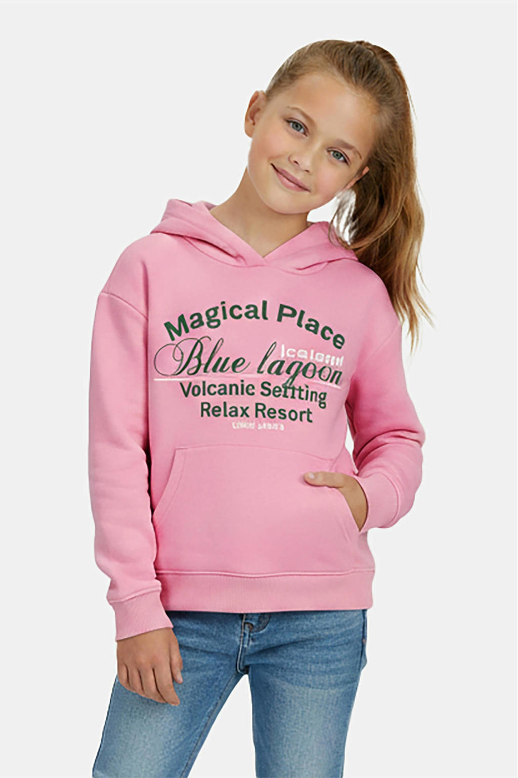 Roze en groene meisjes Cars hoodie van katoen met tekst print, lange mouwen en capuchon