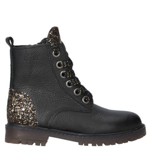 Clic! leren veterboots zwart afbeelding