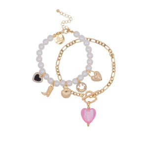 armband met bedels - goudkleurig (set van 2)