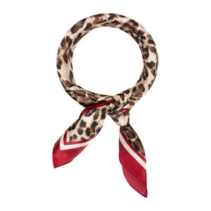 sjaaltje met panterprint bruin/bordeauxrood