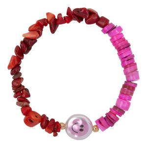 armband Happy Stone roze/rood