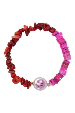 armband Happy Stone roze/rood