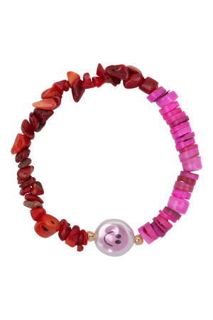 armband Happy Stone roze/rood