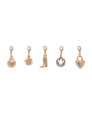 set van 5 bedels goudkleurig