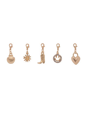 set van 5 bedels goudkleurig