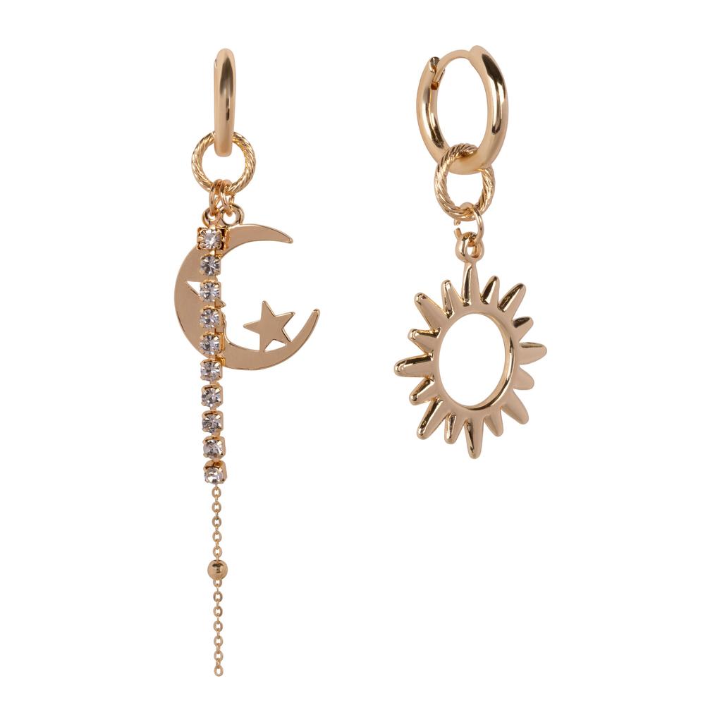 Life of Bulu oorbellen Moon & Star goudkleurig