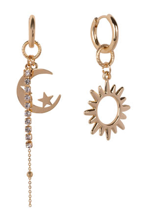 oorbellen Moon & Star goudkleurig