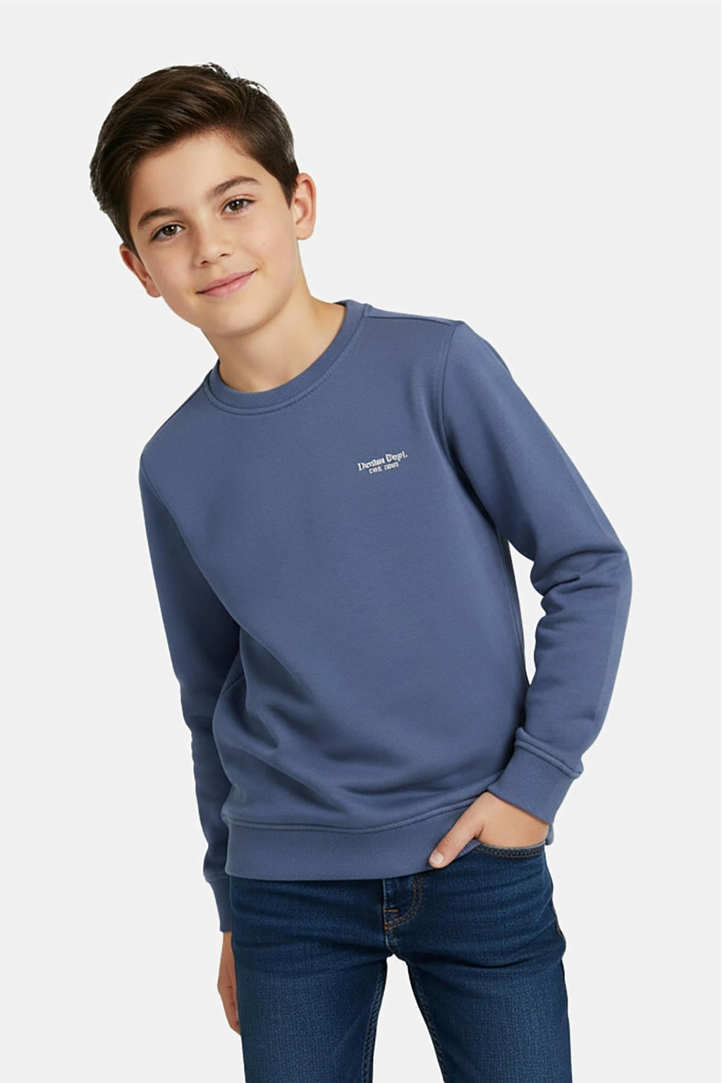 Donkerblauwe jongens Cars sweater met backprint, lange mouwen, ronde hals en geribde boorden