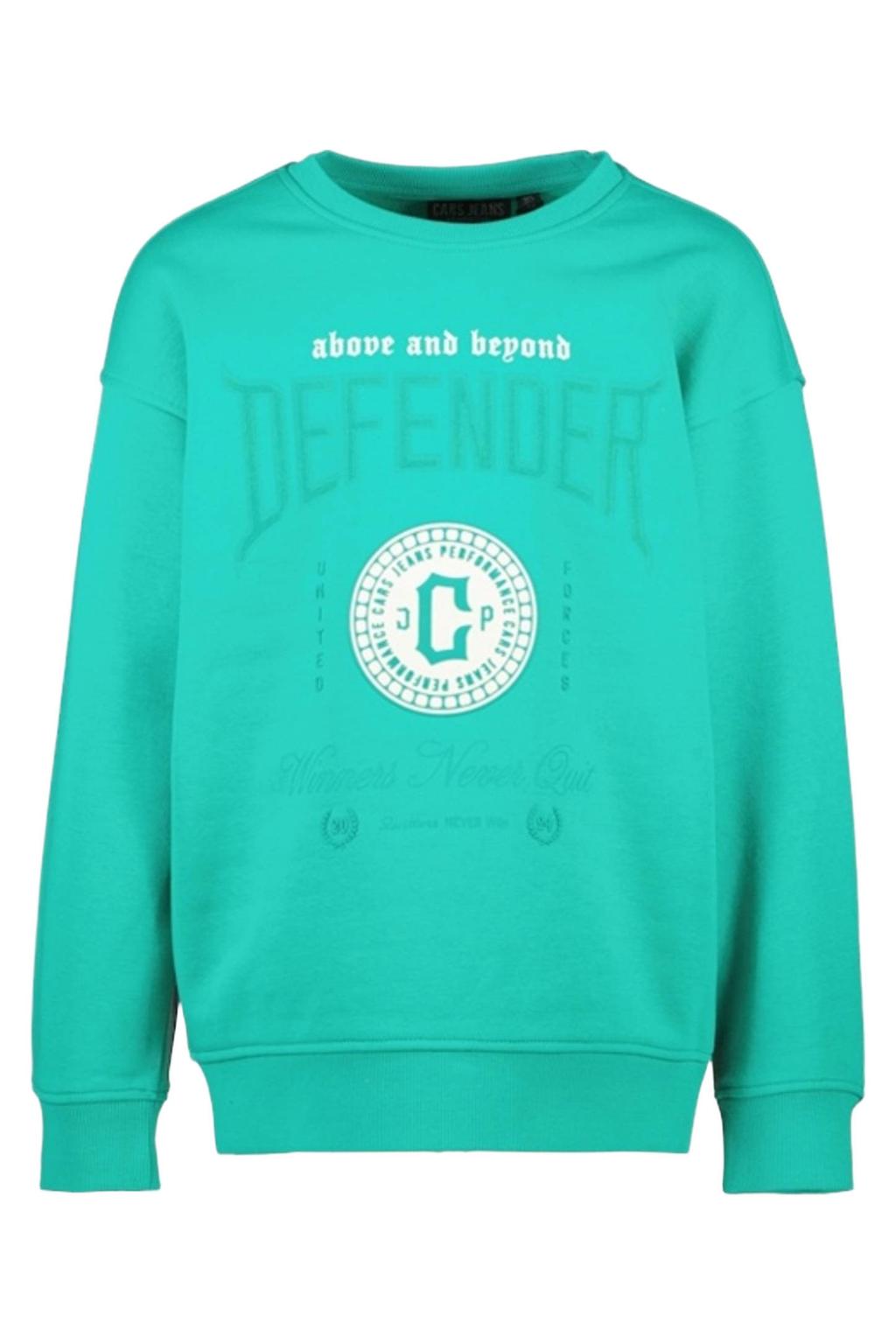 Groene jongens Cars sweater met printopdruk, lange mouwen en ronde hals