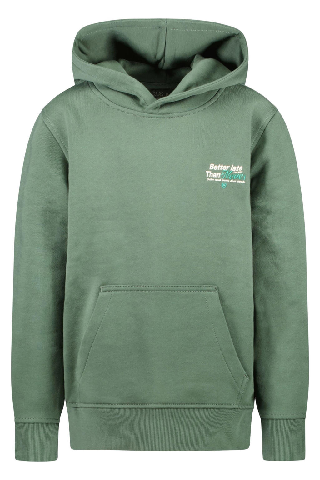 Groene jongens Cars hoodie van sweat materiaal met backprint, lange mouwen en capuchon