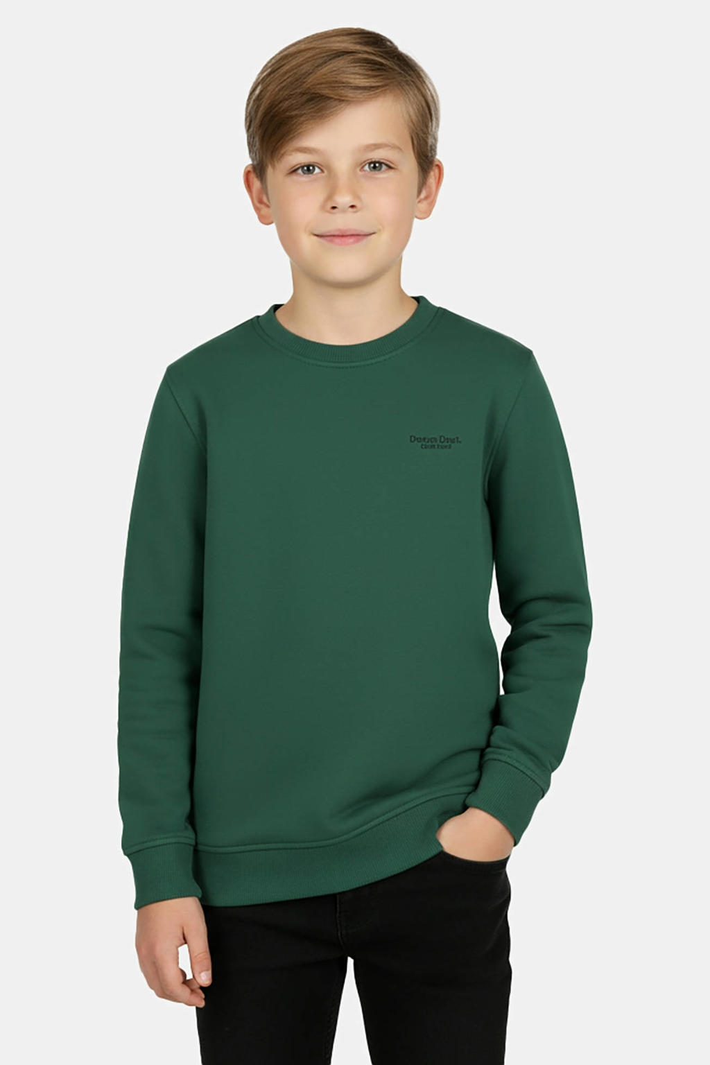 Donkergroene jongens Cars sweater met lange mouwen en geribde boorden