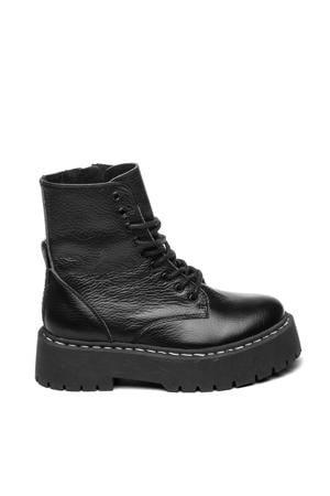Jskylar leren veterboots zwart