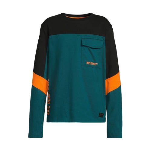 Orange Stars colourblock longsleeve met print opdruk Chase multi afbeelding