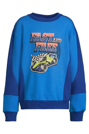 fleece sweater met contrasterende detail Lev blauw