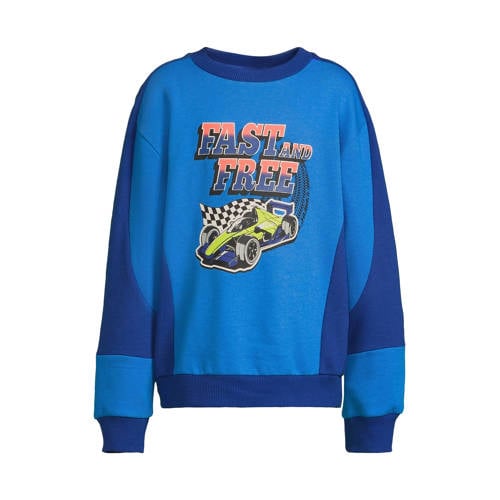 Orange Stars fleece sweater met contrasterende detail Lev blauw afbeelding