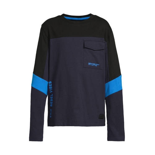 Orange Stars colourblock longsleeve met printopdruk Chase multi afbeelding