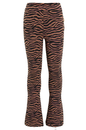 flared broek met zebra print Rava bruin