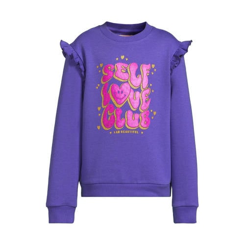 Orange Stars sweater met printopdruk en ruches Charlotte paars afbeelding