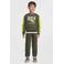 Orange Stars fleece sweater met contrasterende detail Noud khaki