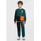 Orange Stars colourblock fleece sweater Chris teal
