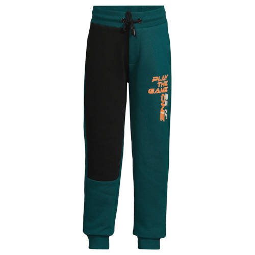Orange Stars colourblock fleece joggingbroek Adam met printopdruk teal afbeelding