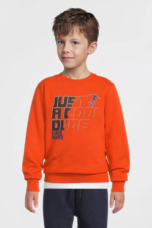 fleece sweater met printopdruk Billy oranje