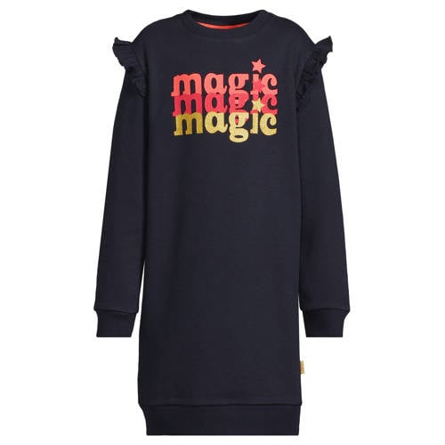 Orange Stars fleece sweaterjurk Jeanne met printopdruk donkerblauw afbeelding