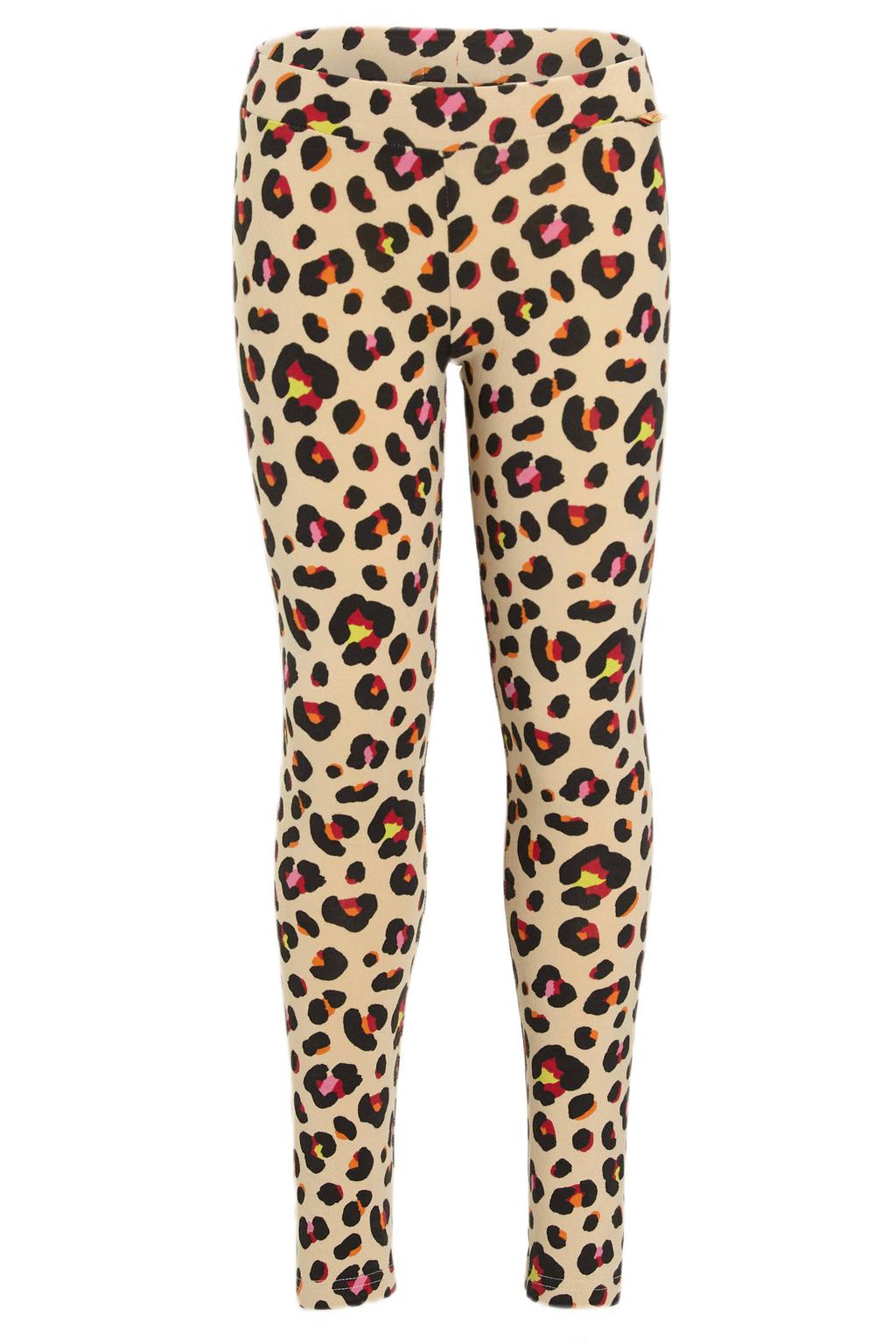 Multikleurige meisjes Orange Stars legging Sara van katoen met elastische tailleband en dierenprint