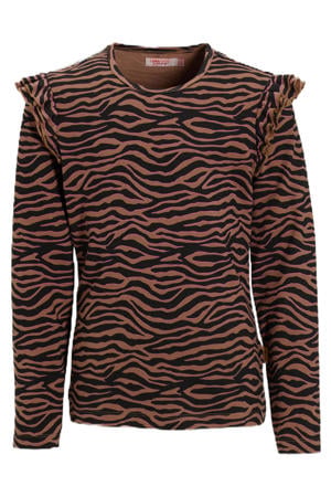 longsleeve met ruches Razi bruin