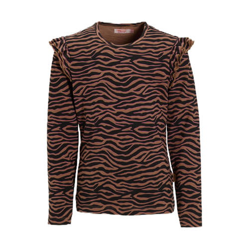 Orange Stars longsleeve met ruches Razi bruin afbeelding