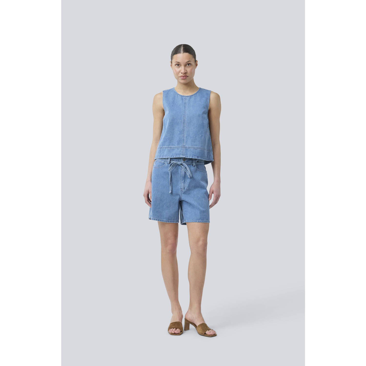 Modström denim top light blue denim