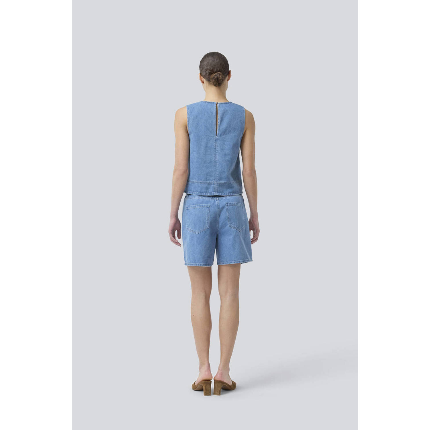 Modström denim top light blue denim