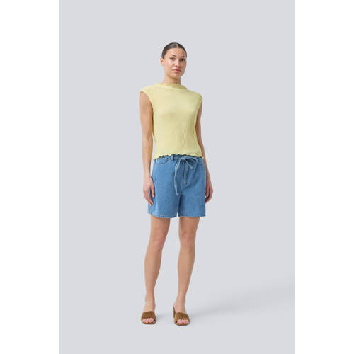Modström denim straight high waist short light blue denim afbeelding