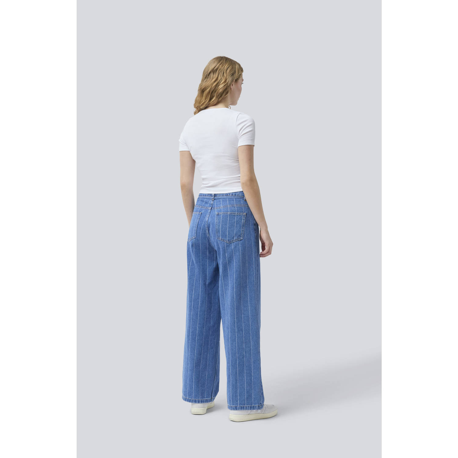 Modström high waist wide leg jeans medium blue denim